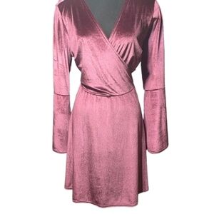 Club L London Crushed Velvet Wrap Mini Dress – Nude Pink – Size US 16 – NWOT